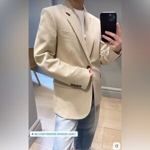 Nili Lotan Francoise Oversized Blazer – Beige Cotton Blend – As-New